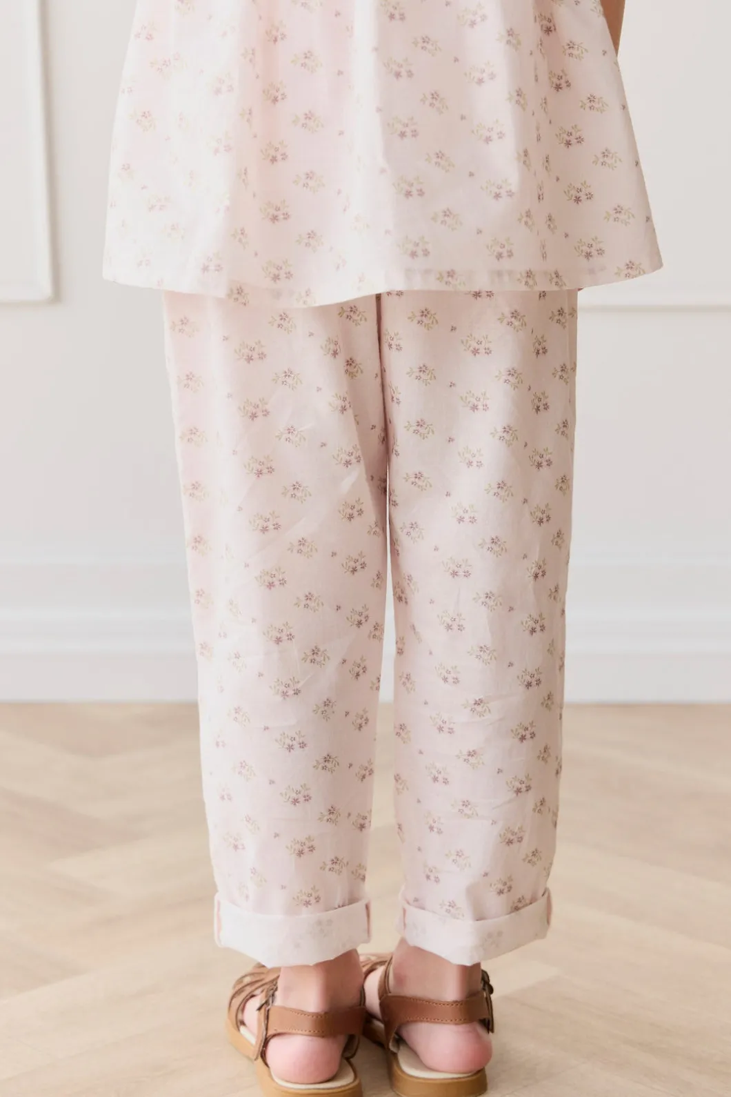 Organic Cotton Elodie Pant - Rose Floral Pink