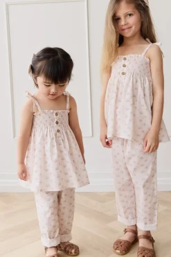 Organic Cotton Elodie Pant - Rose Floral Pink