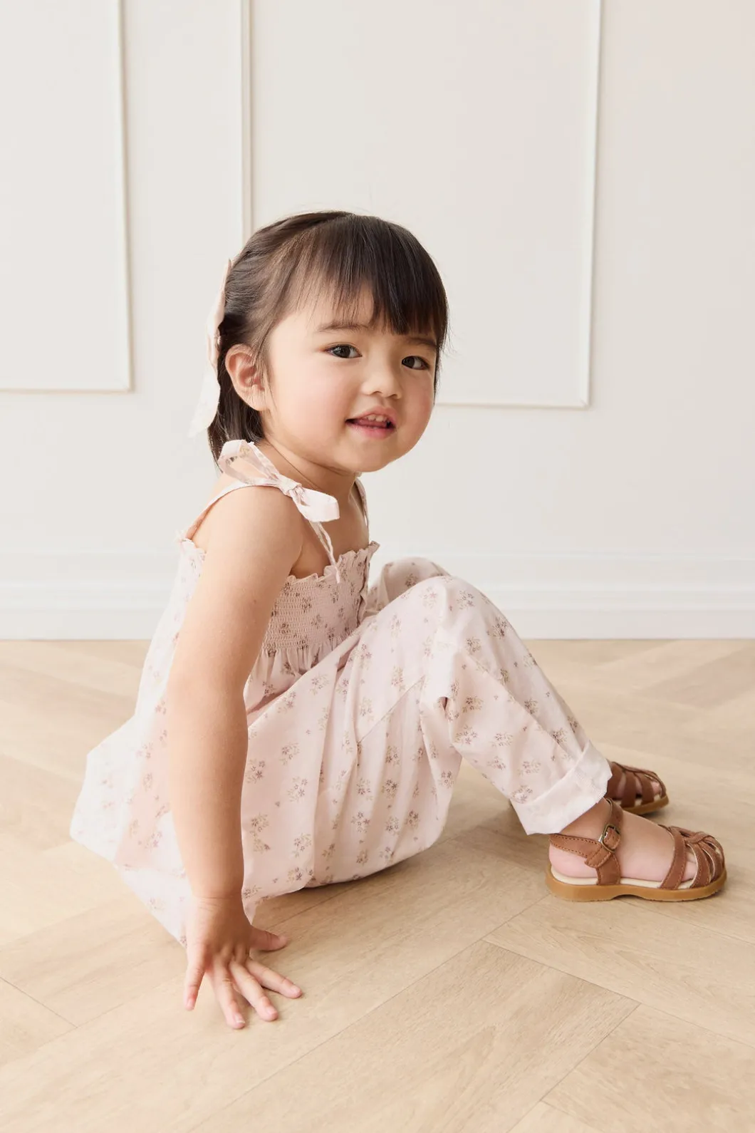 Organic Cotton Elodie Pant - Rose Floral Pink
