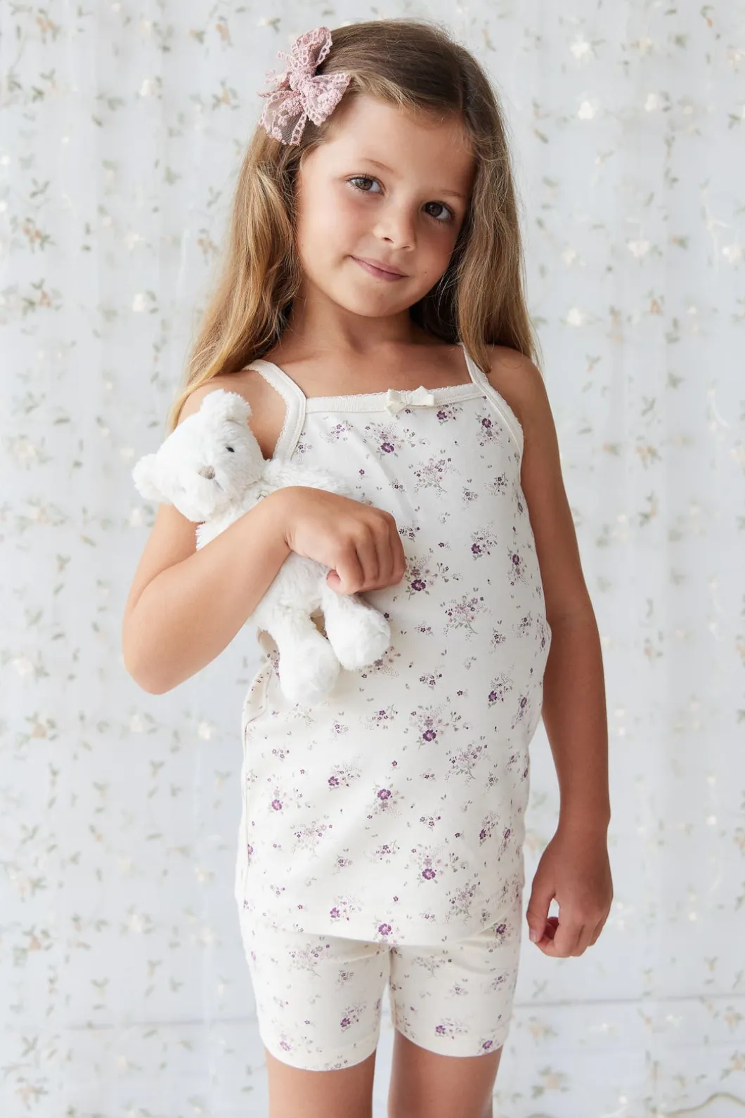 Organic Cotton Everyday Bike Short - Sweet William Floral Natural