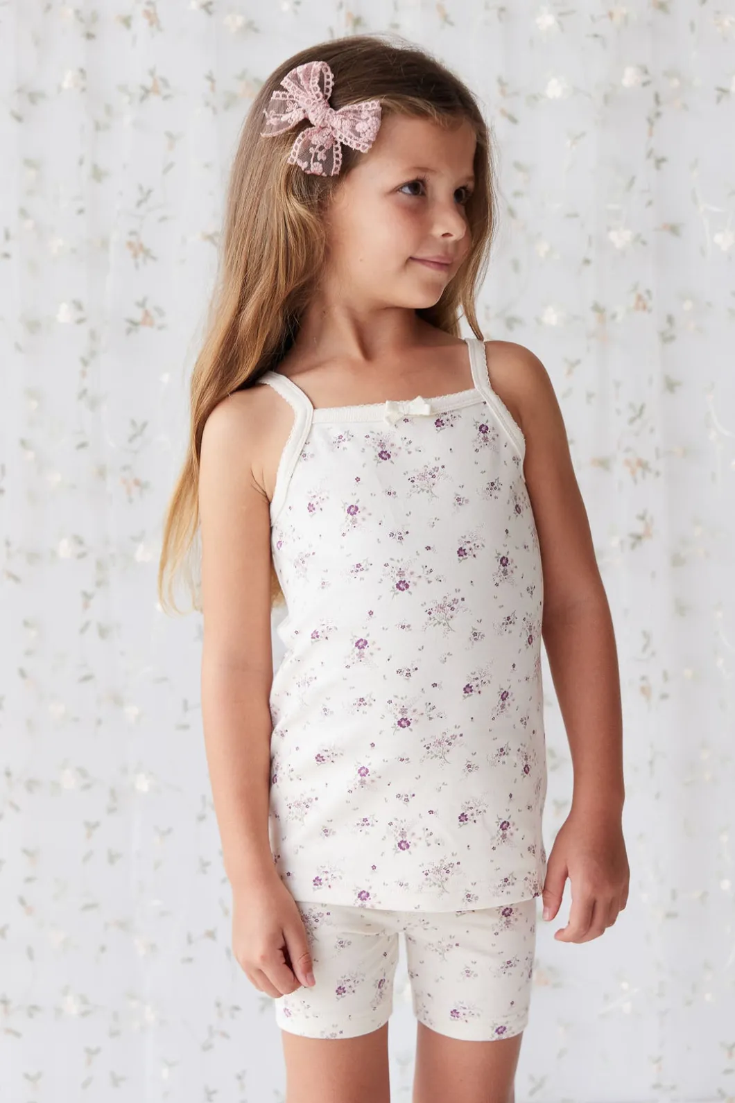 Organic Cotton Everyday Bike Short - Sweet William Floral Natural