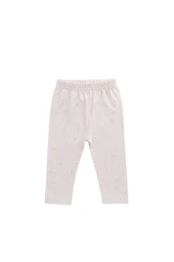 Organic Cotton Everyday Legging - Simple Flowers Lilac