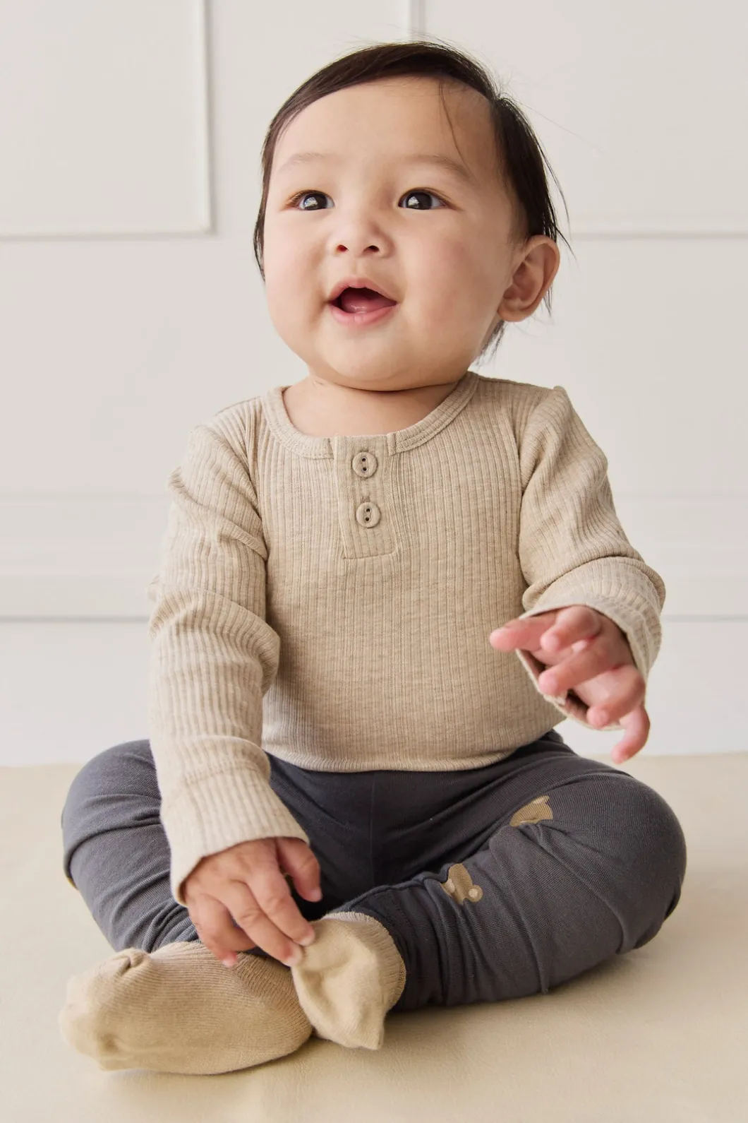 Organic Cotton Everyday Legging - Bobbie Bears Black Oyster