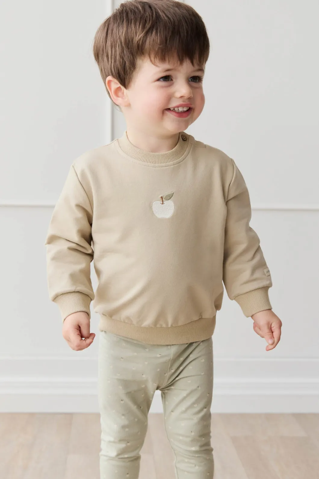 Organic Cotton Everyday Legging - Fresh Apples Abbey Stone