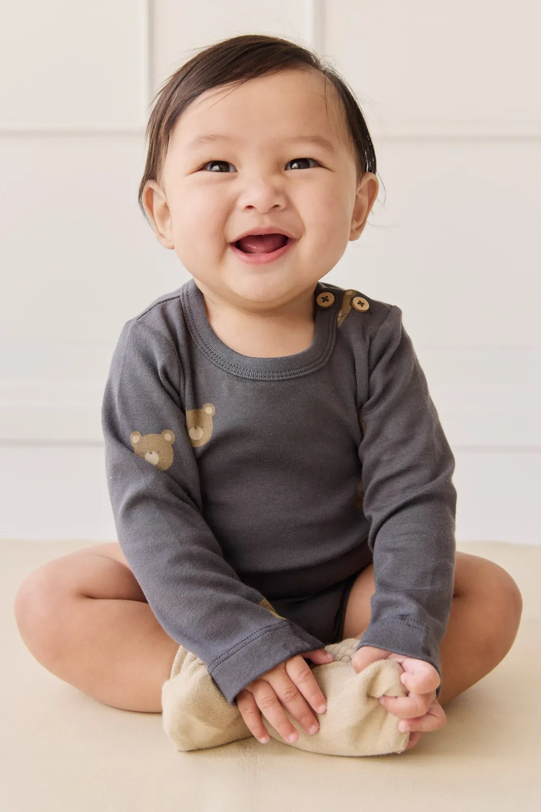 Organic Cotton Fernley Bodysuit - Bobbie Bears Black Oyster