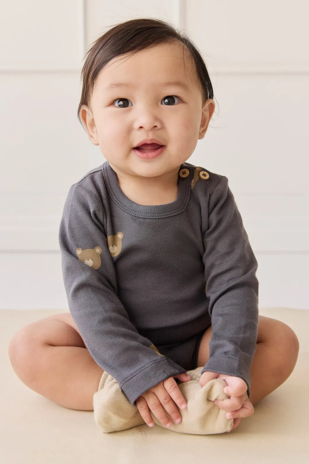 Organic Cotton Fernley Bodysuit - Bobbie Bears Black Oyster