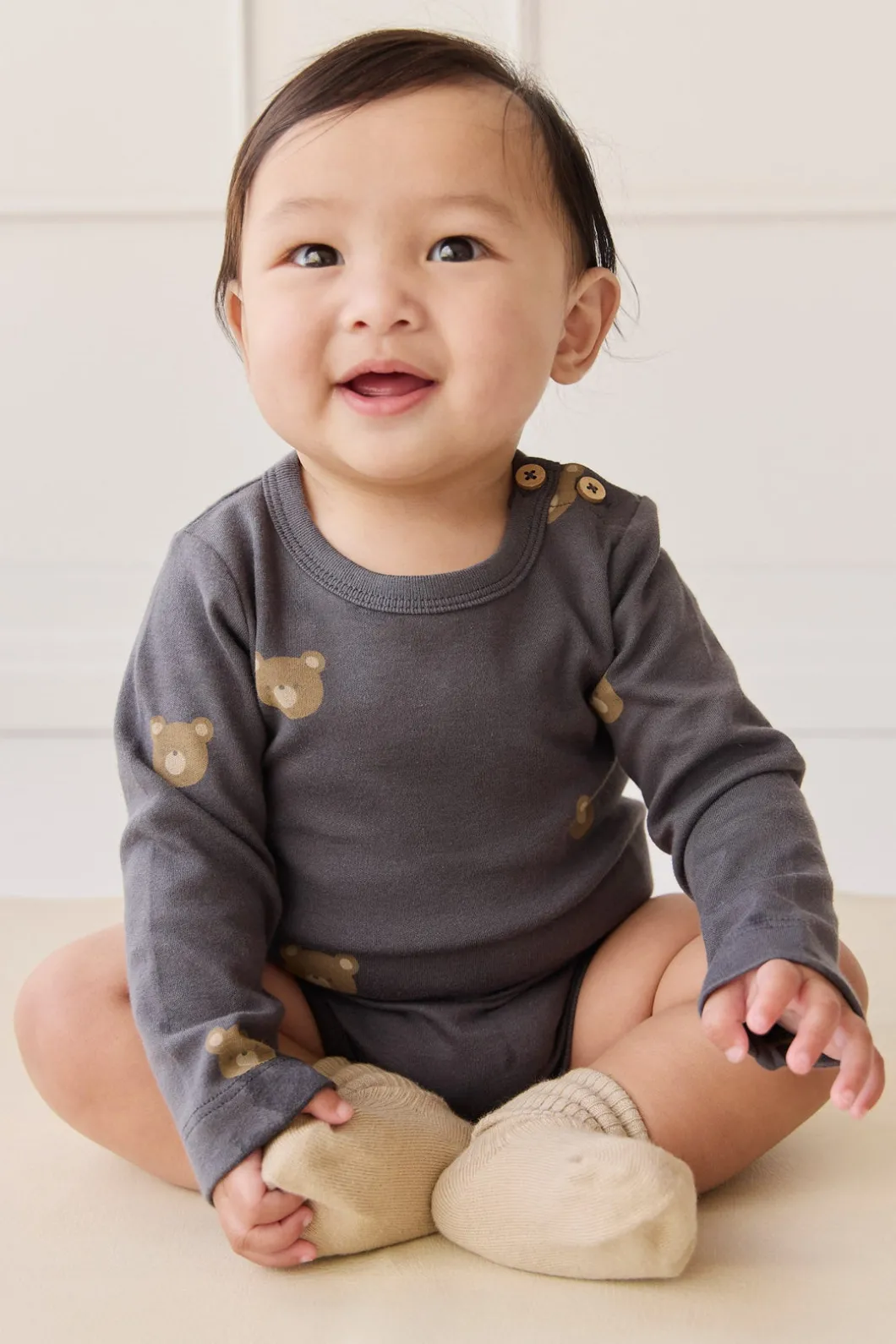 Organic Cotton Fernley Bodysuit - Bobbie Bears Black Oyster