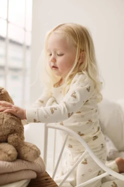 Organic Cotton Fine Rib Kayln Long Sleeve Pyjama Set - Little Fawn