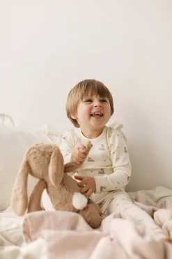 Organic Cotton Fine Rib Kayln Long Sleeve Pyjama Set - Clover Fields