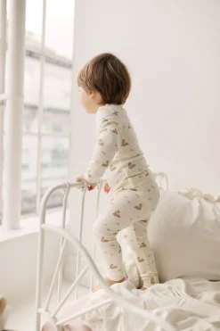 Organic Cotton Fine Rib Kayln Long Sleeve Pyjama Set - Clover Fields
