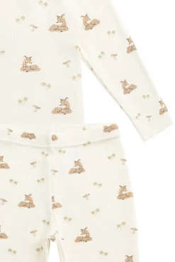 Organic Cotton Fine Rib Kayln Long Sleeve Pyjama Set - Clover Fields