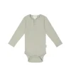 Organic Cotton Fine Rib Long Sleeve Bodysuit - Mist