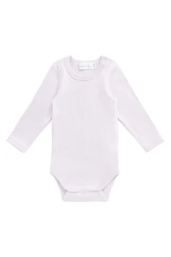 Organic Cotton Fine Rib Long Sleeve Bodysuit - Popsicle