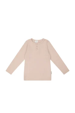 Organic Cotton Fine Rib Long Sleeve Henley - Pillow