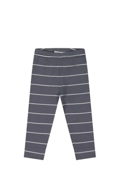 Organic Cotton Fine Rib Legging - Gracelyn Stripe Lava/Cloud
