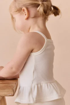 Organic Cotton Fine Rib Lillian Top - Parchment