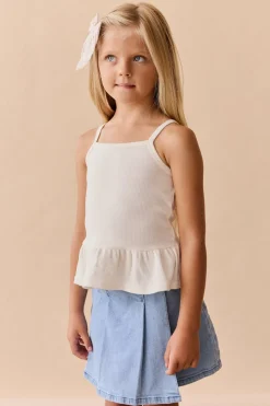 Organic Cotton Fine Rib Lillian Top - Parchment