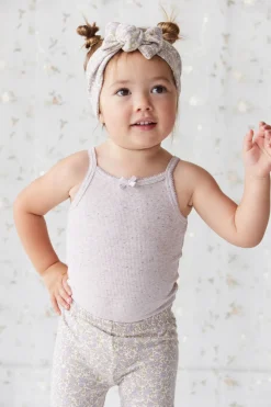 Organic Cotton Fine Rib Singlet - Lavender Fleck