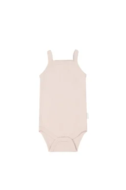 Organic Cotton Fine Rib Singlet Bodysuit - Pillow