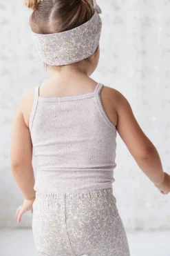 Organic Cotton Fine Rib Singlet - Lavender Fleck
