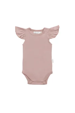 Organic Cotton Fleur Bodysuit - Powder Pink