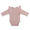 Organic Cotton Fleur Long Sleeve Bodysuit - Powder Pink
