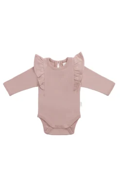 Organic Cotton Fleur Long Sleeve Bodysuit - Powder Pink