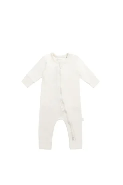 Organic Cotton Gracelyn Zip Onepiece - Buttermilk