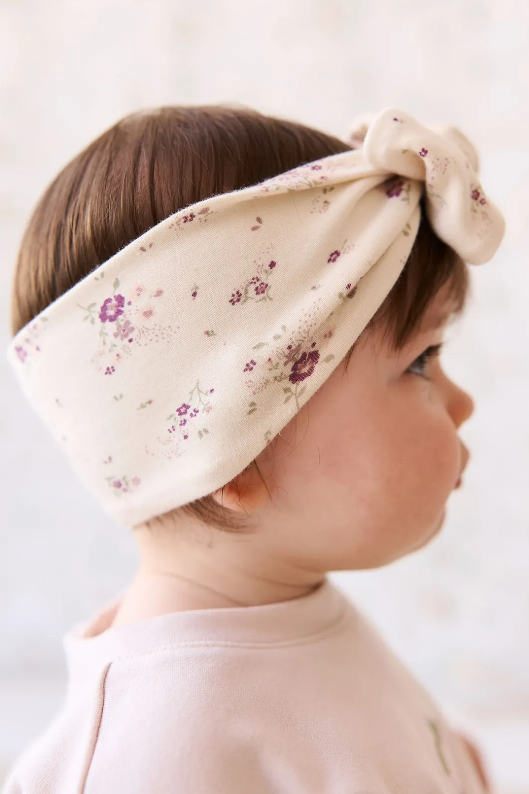 Organic Cotton Headband - Sweet William Floral Natural