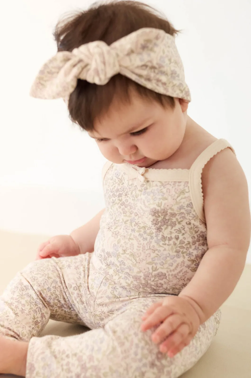 Organic Cotton Headband - April Floral Mauve