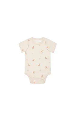 Organic Cotton Hudson Short Sleeve Bodysuit - Fable Deer Cloud