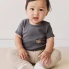 Organic Cotton Hudson Short Sleeve Bodysuit - Bobbie Bears Black Oyster