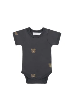 Organic Cotton Hudson Short Sleeve Bodysuit - Bobbie Bears Black Oyster