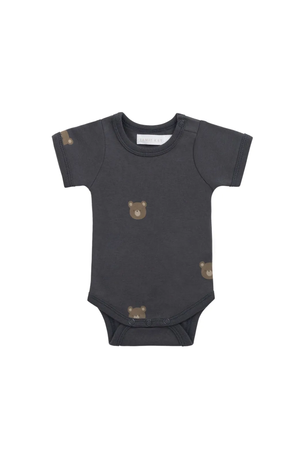 Organic Cotton Hudson Short Sleeve Bodysuit - Bobbie Bears Black Oyster