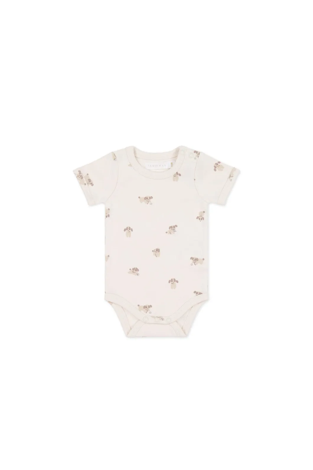 Organic Cotton Hudson Short Sleeve Bodysuit - Sasha Puppy Tofu