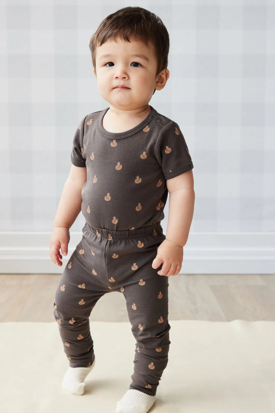 Organic Cotton Hudson Short Sleeve Bodysuit - Fox Cubs Wolf