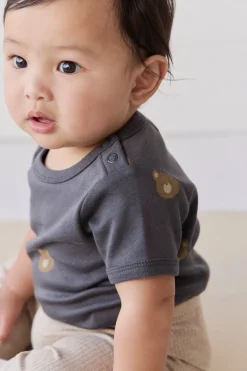 Organic Cotton Hudson Short Sleeve Bodysuit - Bobbie Bears Black Oyster