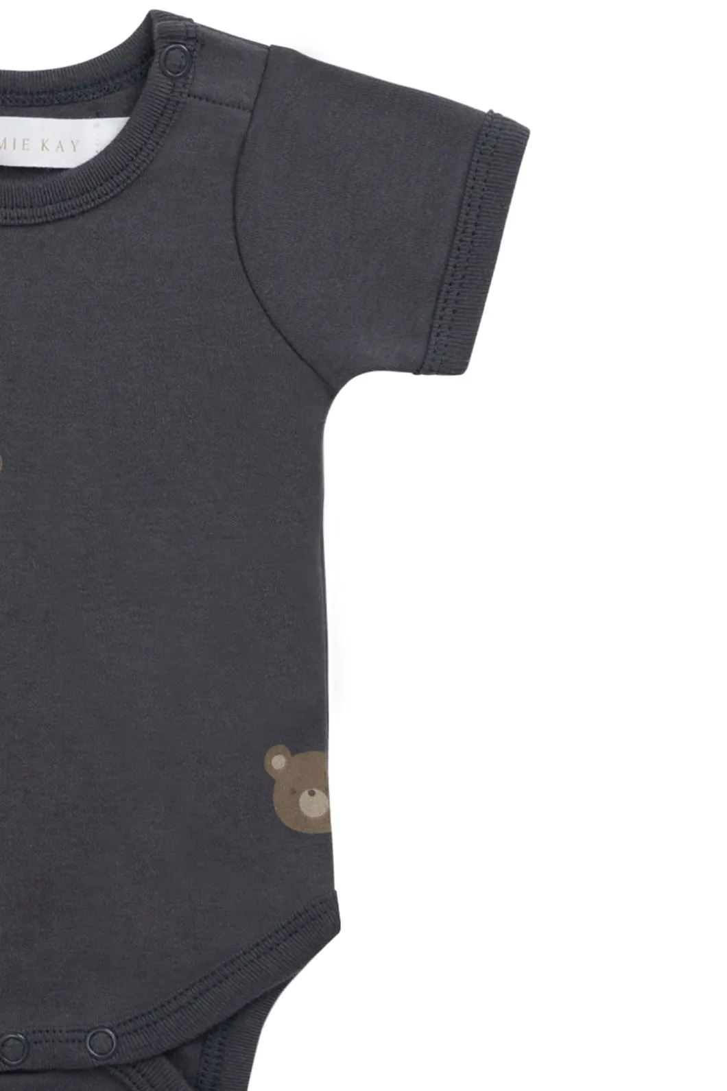 Organic Cotton Hudson Short Sleeve Bodysuit - Bobbie Bears Black Oyster