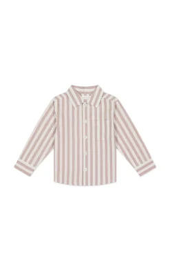 Organic Cotton Isaiah Shirt - Vertical Stripe Tiger/Cloud