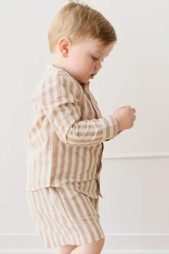 Organic Cotton Isaiah Shirt - Vertical Stripe Tiger/Cloud