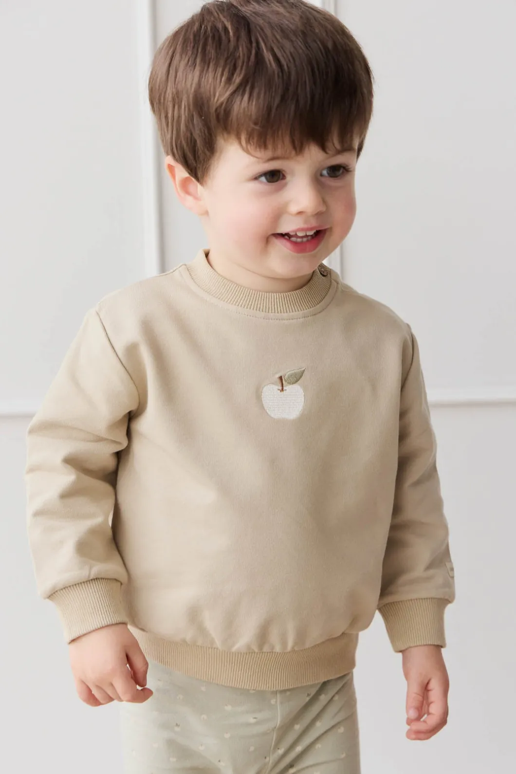 Organic Cotton Jalen Oversized Jumper - Biscuit Fresh Apple