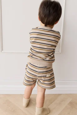 Organic Cotton Jalen Short - Raynor Stripe Pale Khaki
