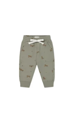 Organic Cotton Jalen Track Pant - Lenny Leopard Sage