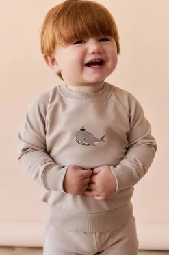 Organic Cotton Jermaine Sweatshirt - Hazy Taupe Whale