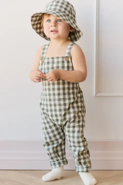Organic Cotton Kingston Overall - Gingham Grape Leaf