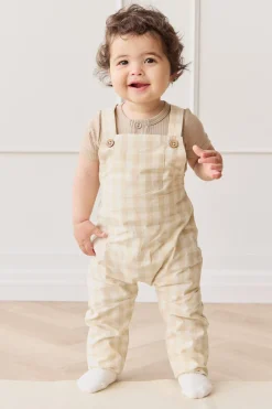 Organic Cotton Kingston Overall - Gingham Pale Khaki