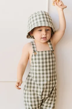 Organic Cotton Kingston Overall - Gingham Grape Leaf