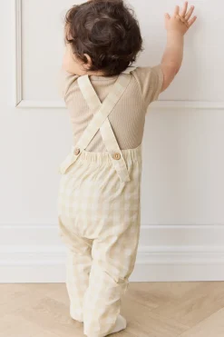 Organic Cotton Kingston Overall - Gingham Pale Khaki