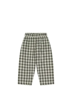 Organic Cotton Kingston Pant - Gingham Grape Leaf