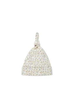 Organic Cotton Knot Beanie - Blueberry Ditsy
